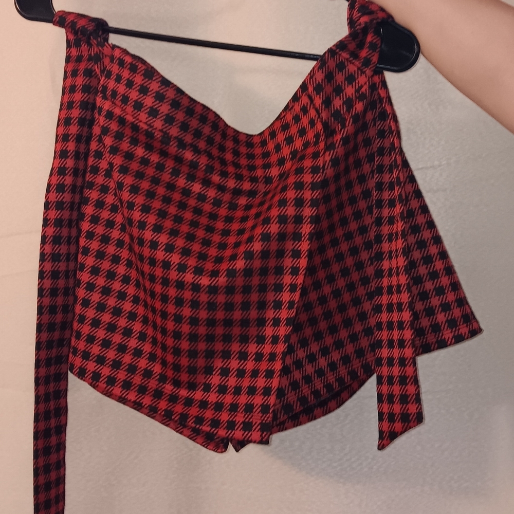 Red and Black play checkered skirt